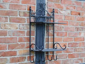 Vintage Wall Rack with Hooks - Wrought Iron brown