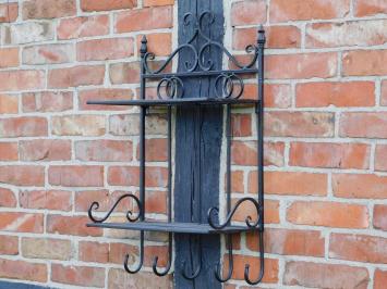 Vintage Wall Rack with Hooks - Wrought Iron brown