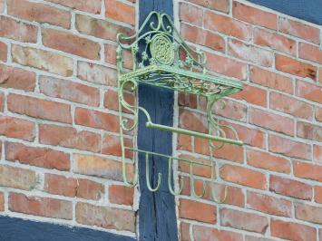 Vintage Wall Rack with Hooks - Old Green - Wrought Iron