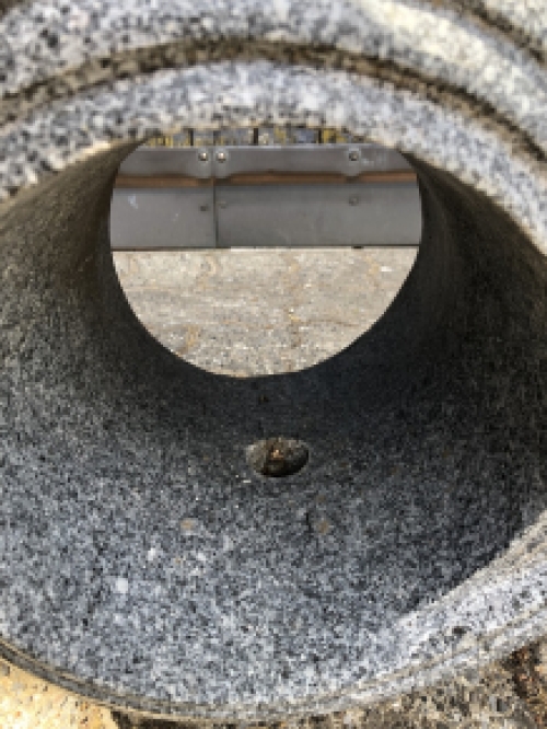 Granite cross sphere open as watercourse, ornament, standing, pond ornament, water step., last one!!