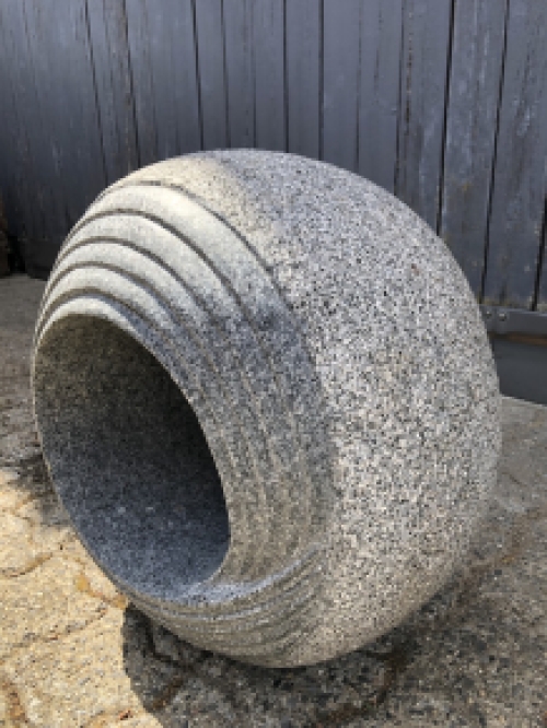 Granite cross sphere open as watercourse, ornament, standing, pond ornament, water step., last one!!