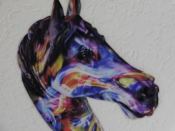 Wandbord Paardenhoofd - 50 cm - Vol in Kleur - Metaal