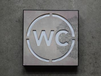 WC sign - light box - green light