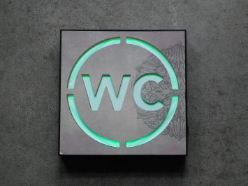 WC sign - light box - green light