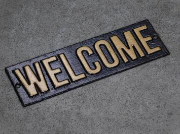 Welcome sign - cast iron - black gold - wall sign or wall sign