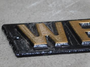 Welcome sign - cast iron - black gold - wall sign or wall sign