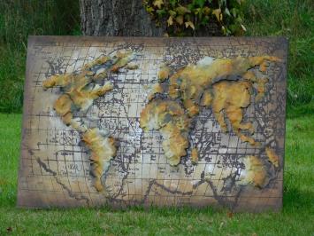 Wall ornament World map in 3D - Metal - 120x80 cm