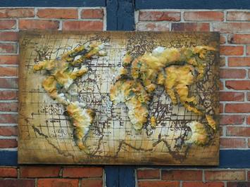 Wall ornament World map in 3D - Metal - 120x80 cm