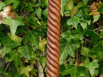 Walking Stick with Spiral Form - Brass Handle - Brown