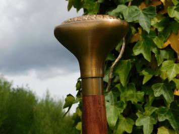 Walking Stick with Spiral Form - Brass Handle - Brown