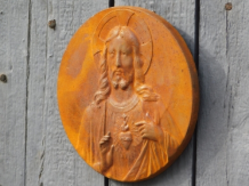 Wall plate Jesus - cast iron - rust colour