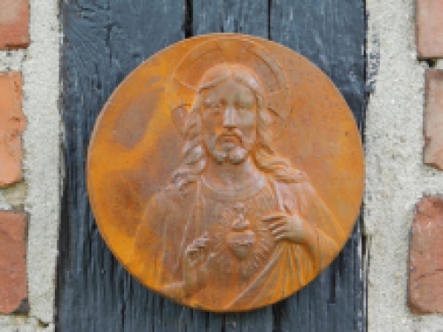 Wall plate Jesus - cast iron - rust colour