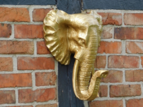 Wall ornament elephant - gold - polystone