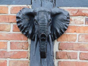 Black Elephant Head - Wall decoration - Polystone