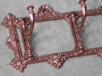 Coat rack with folding hooks - cast iron - copper look