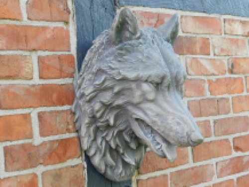 Large wolf head, very beautiful in expression, polystone