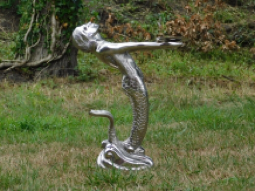 Mermaid as a holder, for example as a candlestick, aluminum with a nickel / chrome look