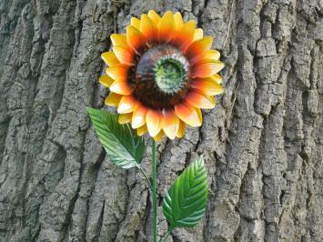 Handgefertigte Sonnenblume - Gartenstab 84 cm - Metall