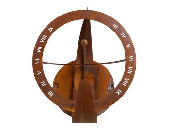 Handmade Metal Sundial on a Stone Plinth - 140 cm high - Rusty Steel Finish