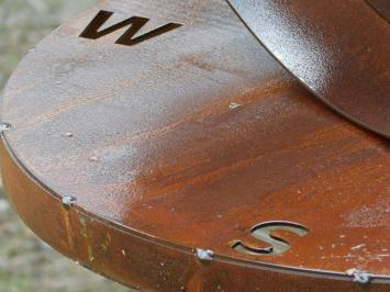 Handmade Metal Sundial on a Stone Plinth - 140 cm high - Rusty Steel Finish