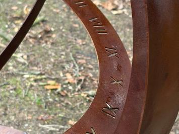 Handmade Metal Sundial on a Stone Plinth - 140 cm high - Rusty Steel Finish
