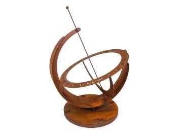 Handmade Metal Sundial on a Stone Plinth - 140 cm high - Rusty Steel Finish