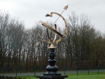 Exclusieve Zonnewijzer van Messing op Alu Sokkel