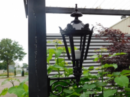 Wall light, aluminum - black, decorative arm + small shade - garden lighting